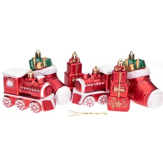 Zestaw bombek 6szt mix Lokomotywa/Bucik/Prezent