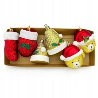 Zestaw bombek 6szt mix Rękawica/Dzwonek/Misio