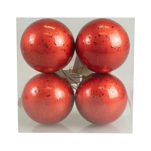 Zestaw bombek z efektem rosy (4 szt.) - czerwony