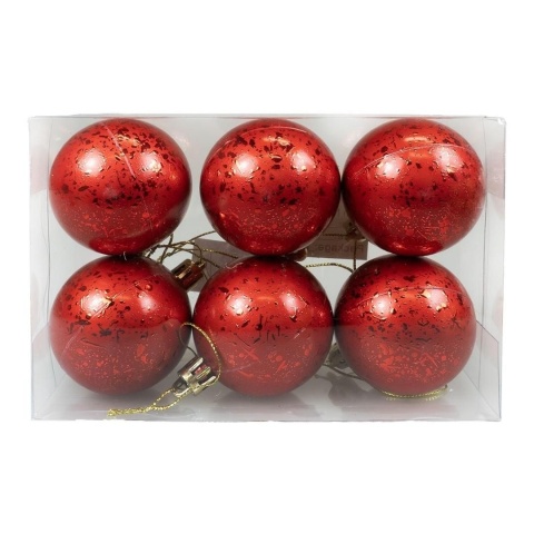 Zestaw bombek z efektem rosy 5cm 6 szt. czerwony
