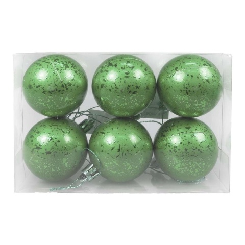 Zestaw bombek z efektem rosy 5cm 6 szt. szałwiowy