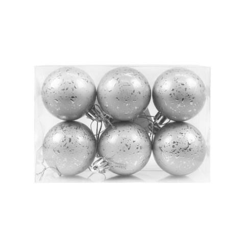Zestaw bombek z efektem rosy 5cm 6szt. srebrny