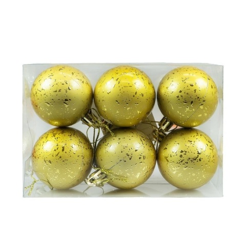 Zestaw bombek z efektem rosy 5cm 6szt. złoty