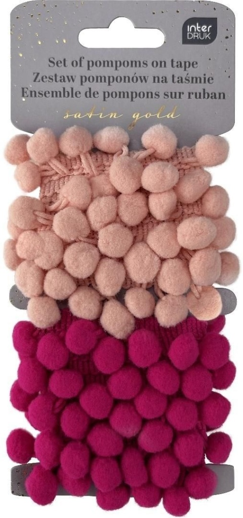 Zestaw pomponów na taśmie dekoracyjnej 2x1,5 m Satin Gold