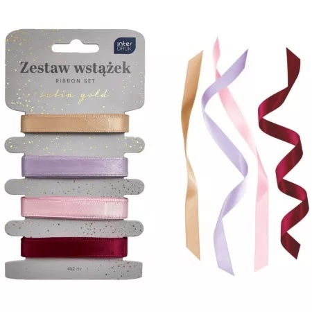 Zestaw wstążek dekoracyjnych 4x2 m kolor Satin Gold