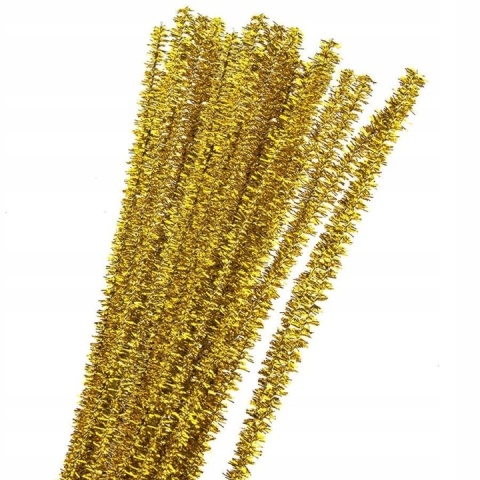 Druty pluszowe brokatowe złote 40szt/30cm