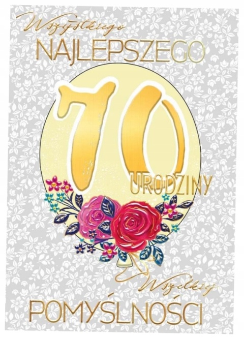 KARTKA A5 70 URODZINY BALON GLAMOUR