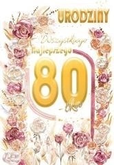 KARTKA A5 80 URODZINY KWIATY