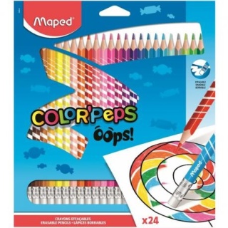KREDKI 24KOL.OOPS ŚCIERALNE Z GUMKĄ COLORPEPS(12)