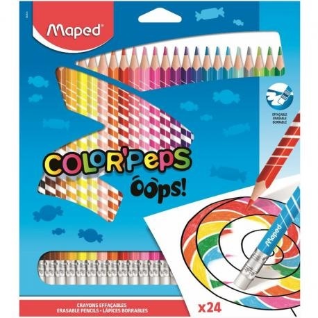 KREDKI 24KOL.OOPS ŚCIERALNE Z GUMKĄ COLORPEPS(12)