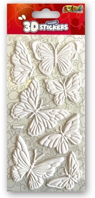 NAKLEJKI 3D Model White Butterflies KOLORI