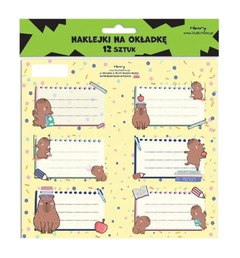 NAKLEJKI NA ZESZYT (12 szt.) KAPIBARY