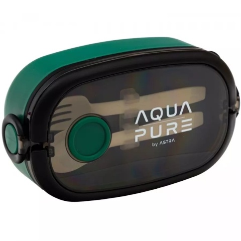 Śniadaniówka AQUA PURE ze sztuccami, green/black