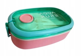 Śniadaniówka AQUA PURE ze sztuccami, mint/pink