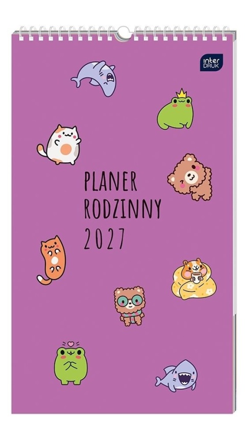 Kalendarz ścienny 2027 plan rodzin KAWAII 25X43