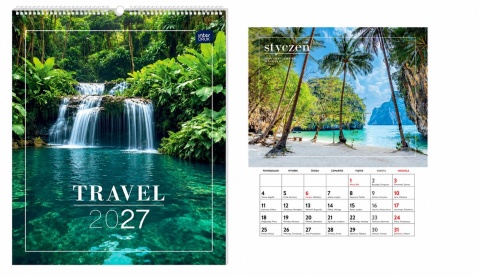 Kalendarz ścienny 2027 planszowy TRAVEL 33,5x40