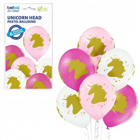 Balony 6szt D11 Unicorn Head 1C4S