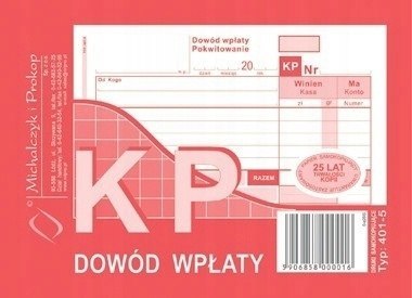 DRUK DOWÓD WPŁATY KP 401-5 MICHALCZYK DRUK DOWÓD WPŁATY KP 401-5 MICHALCZYK