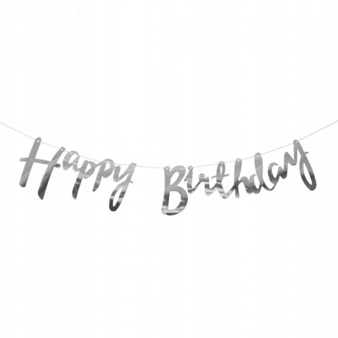 Girlanda Happy Birthday 150cm - srebrna Girlanda Happy Birthday 150cm - srebrna