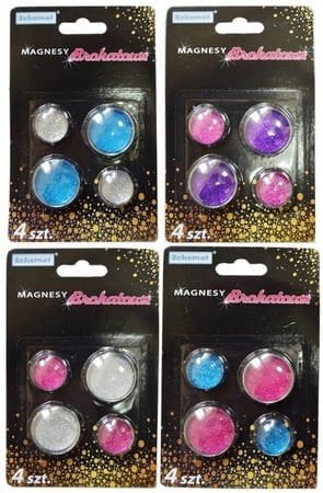 Magnesy brokatowe 4 sztuki Magnesy brokatowe 4 sztuki