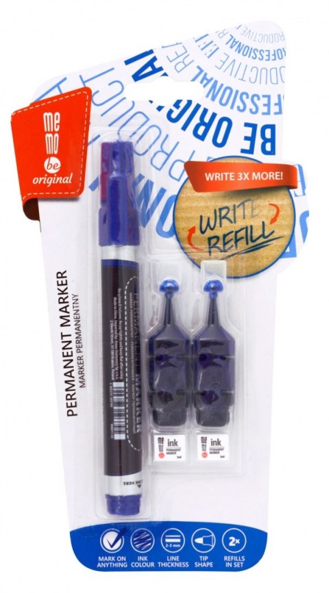 Marker permanentny MEMOBE 2Xzapas BLUE Marker permanentny MEMOBE 2Xzapas BLUE
