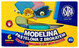Modelina pastelowa z brokatem Astra 6 kolorów (5)
