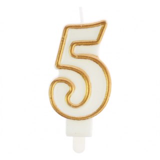 Świeczka cyferka nr 5 złota