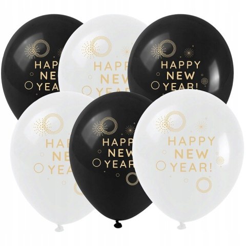 BALONY 6SZT HAPPY NEW YEAR ZŁOTY NADRUK BALONY 6SZT HAPPY NEW YEAR ZŁOTY NADRUK