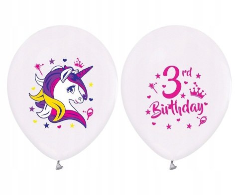 Balony 5szt "3 urodziny" Jednorożce 12" Balony 5szt "3 urodziny" Jednorożce 12"