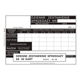 DZIENNE ZEST SPRZEDAŻY RYCZAŁT KS-48