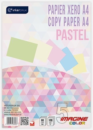 PAPIER XERO A4 100 5 KOLORÓW PASTEL[1x25