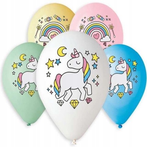 Balony 5szt"Jednorożec i tęcza"13 cali Balony 5szt"Jednorożec i tęcza"13 cali