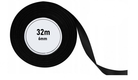 Wstążka sat czarna 6mm/32m 1szt