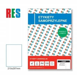 # ETYKIETY SAMOPRZYLEPNE A4/1SZT 297X210MM