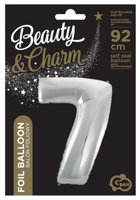 WR Balon foliowy CYFRA 7* SREBRNY 92/85CM Godan WR Balon foliowy CYFRA 7* SREBRNY 92/85CM Godan