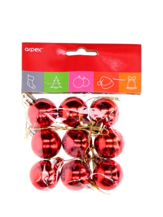 Bombki mini (9 szt.) czerwone