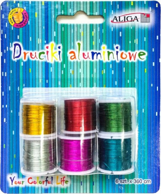 DRUCIKI ALUMINIOWE NA SZPULKACH 6KOL 0,3MMX3M