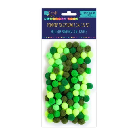 POMPONY POLIESTROWE 1 CM MIX ZIELONY POMPONY POLIESTROWE 1 CM MIX ZIELONY