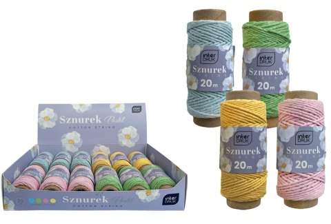 Sznurek na szpulce 20m Pastel 12szt.