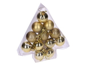 Bombki - komplet w choince (12 szt.) złoty