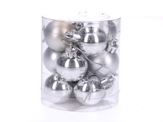 Bombki nietłukące w tubie 3 cm (12 szt.) srebrne