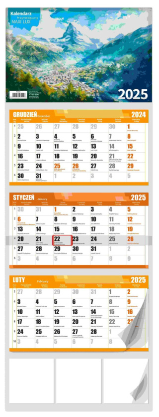 KALENDARZ TRZYMIESIĘCZNY LUX MAXI 2025