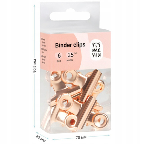 KLIPY DO PAPIERU ROSE GOLD BULDOG 25MM 6SZT MESHU KLIPY DO PAPIERU ROSE GOLD BULDOG 25MM 6SZT MESHU