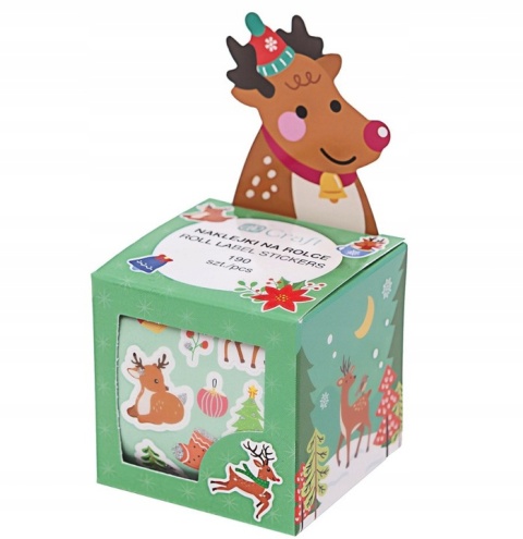 NAKLEJKI NA ROLCE - RENIFERY 190 SZT.