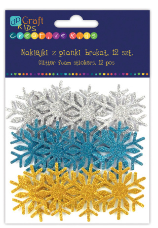 NAKLEJKI ŚNIEŻYNKI BROKATOWE 12SZT KSPI-113