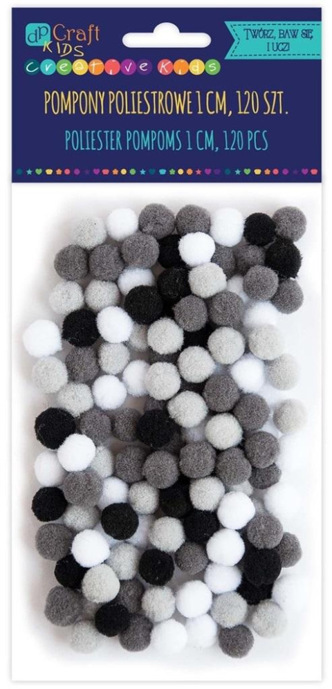 POMPONY POLIESTER 1CM BIAŁO-CZARNE 120SZT. DPCRAFT POMPONY POLIESTER 1CM BIAŁO-CZARNE 120SZT. DPCRAFT