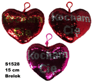 SERCE CEKINOWE "KOCHAM CIĘ" 15CM 3KOL SUN-DAY