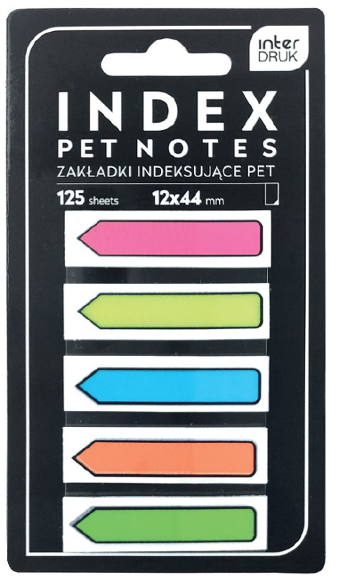 Zakładki indeksujące PET Strzałki Neon
